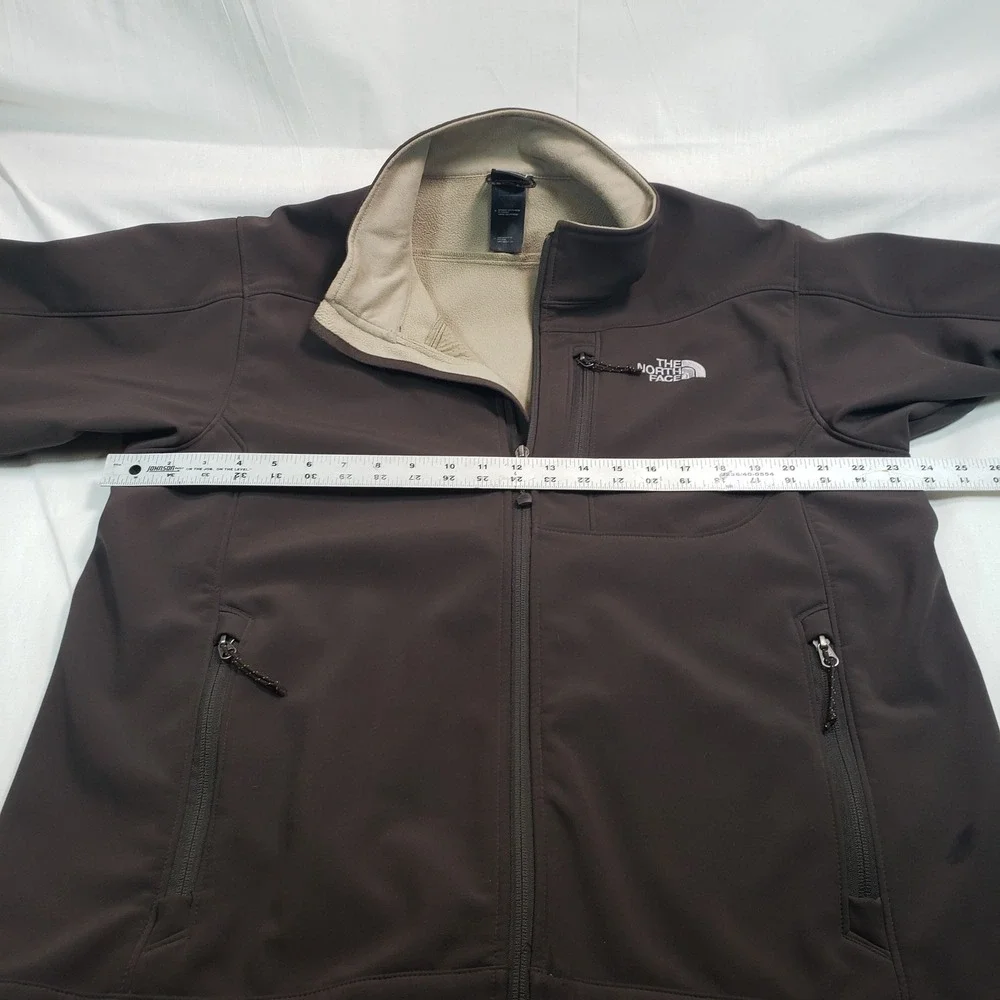 The North Face Mens L Softshell‎ Jacket Brown Full Zip Fleece Lined Outdoor
